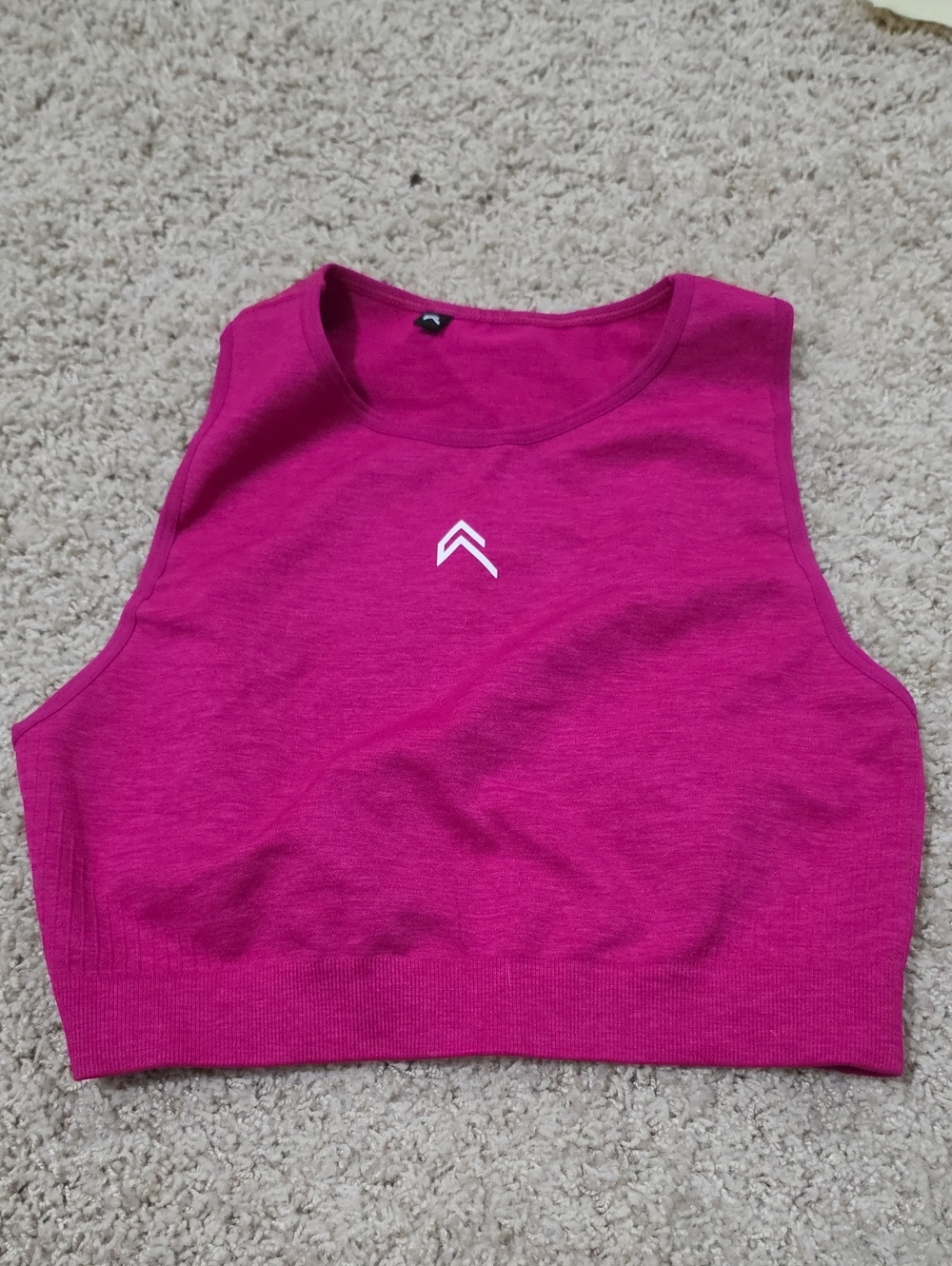 Alphalete Hot Pink Cropped Tank Top with Center Chevron